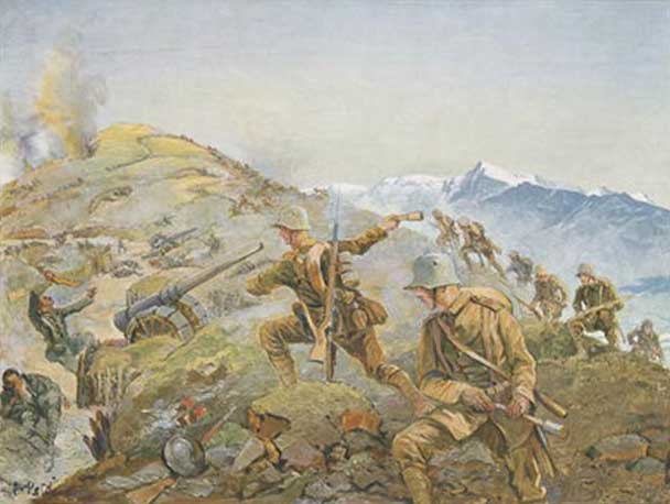 'Angriff des. Bayer. Infanterie Leib Regiments auf dem Mont Kolowrat' ('Offensive of the Bavarian Leib Regiment at the Mont Kolowrat')